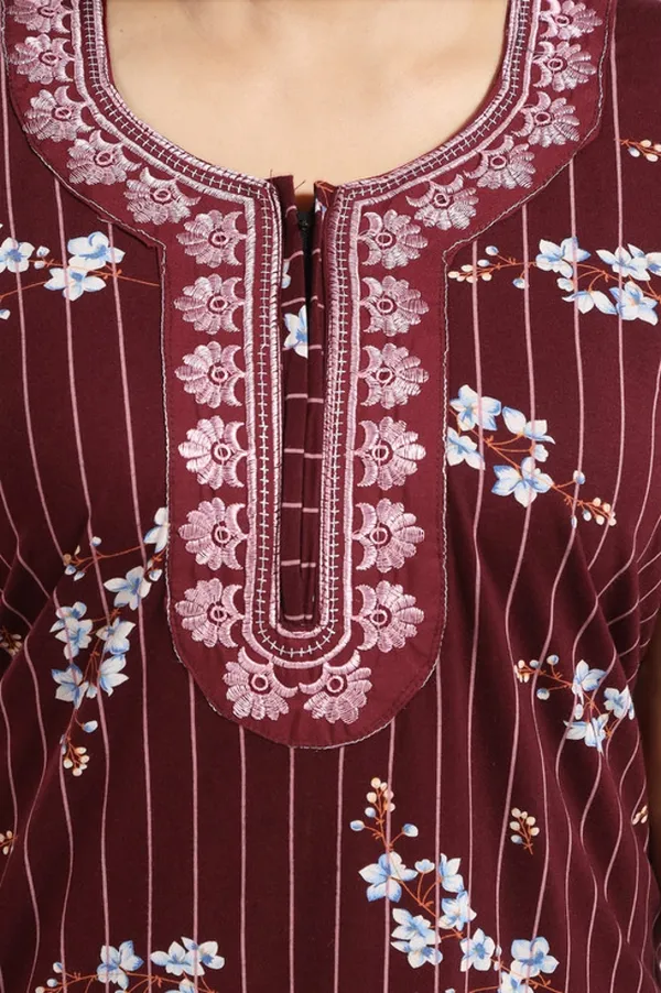 Maroon_Cotton_Printed_Regular_Fit_Nighty_For_Women