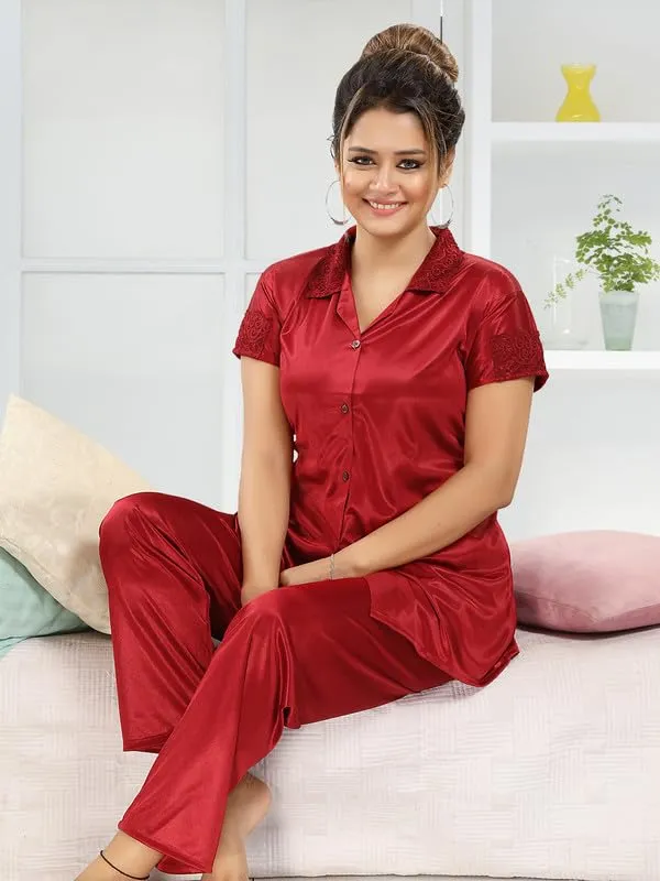 Maroon_Two_Way_Lycra_Regular_Fit_Solid_Night_Wear_For_Women