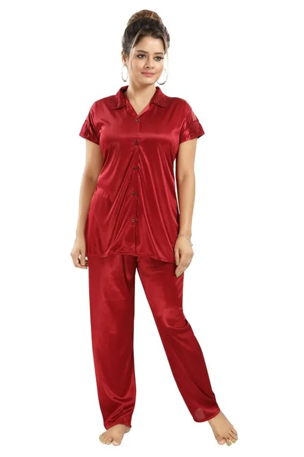 Maroon_Two_Way_Lycra_Regular_Fit_Solid_Night_Wear_For_Women
