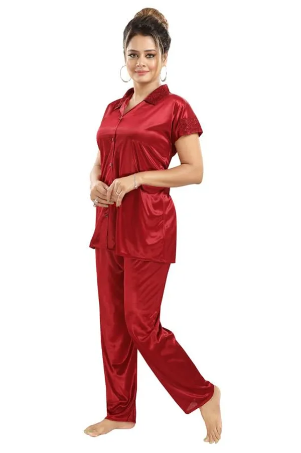 Maroon_Two_Way_Lycra_Regular_Fit_Solid_Night_Wear_For_Women