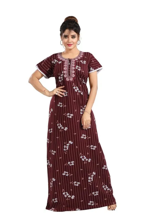 Maroon_Two_Way_Lycra_Regular_Fit_Solid_Night_Wear_For_Women