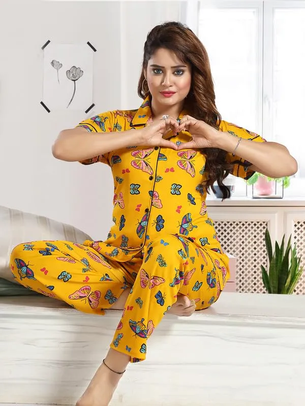 Yellow_Two_Way_Lycra_Regular_Fit_Solid_Night_Wear_For_Women