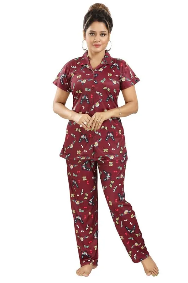 Maroon_Two_Way_Lycra_Regular_Fit_Solid_Night_Wear_For_Women