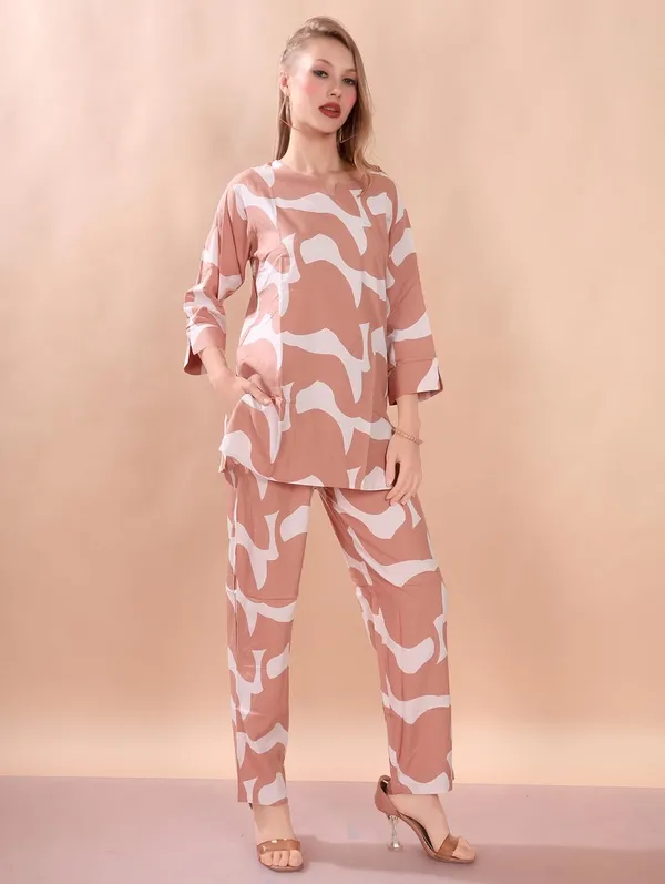 Light_Brown_Two_Way_Lycra_Regular_Fit_Solid_Night_Wear_For_Women