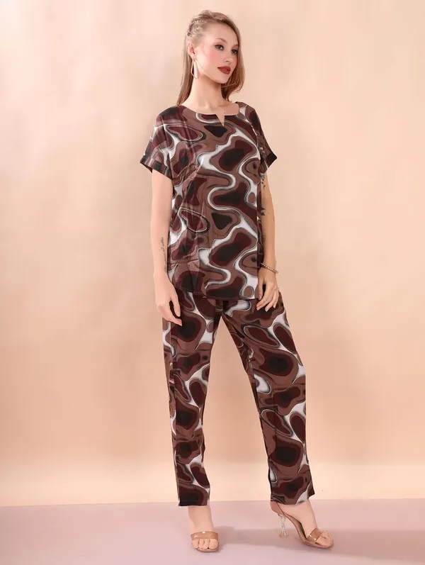 Dark_Brown_Two_Way_Lycra_Regular_Fit_Solid_Night_Wear_For_Women