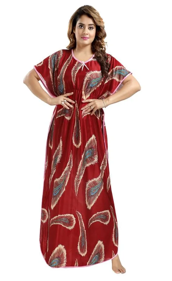 Maroon_Two_Way_Lycra_Regular_Fit_Solid_Night_Wear_For_Women