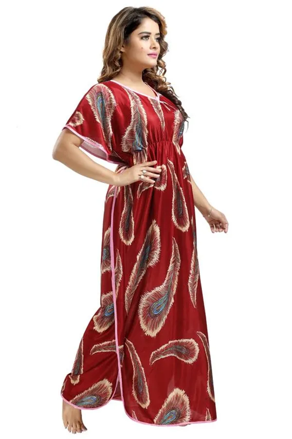 Maroon_Two_Way_Lycra_Regular_Fit_Solid_Night_Wear_For_Women