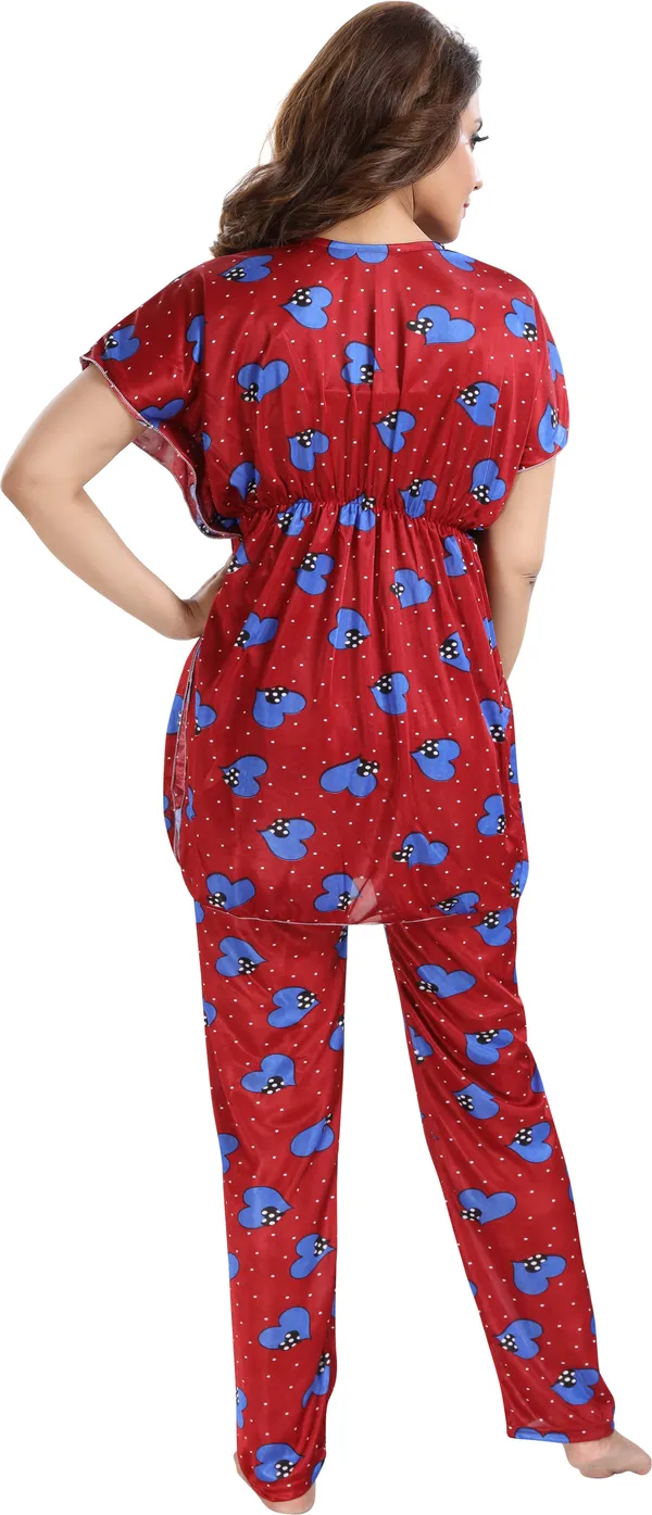 Maroon_Satin_Printed_Regular_Fit_Nighty_Set_For_Women_