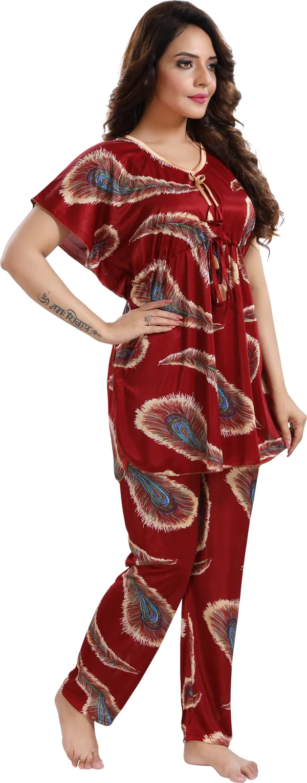 Maroon_Satin_Printed_Regular_Fit_Nighty_Set_For_Women_(_Pack_Of_2_)