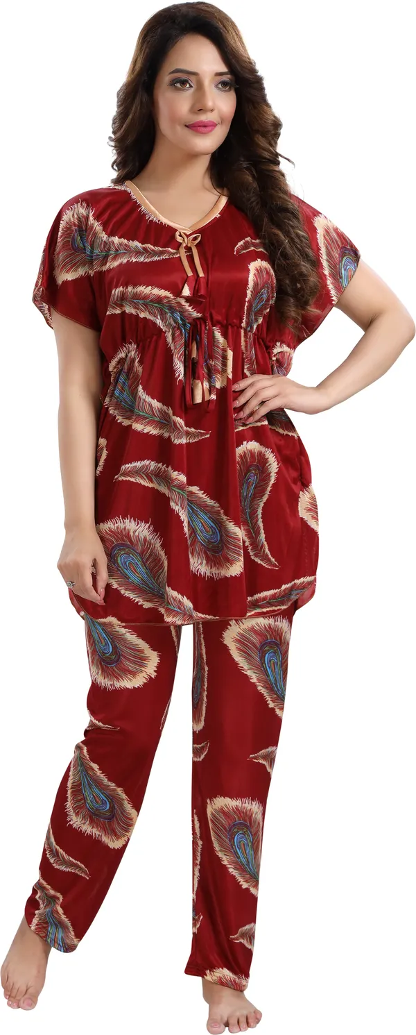 Maroon_Satin_Printed_Regular_Fit_Nighty_Set_For_Women_(_Pack_Of_2_)