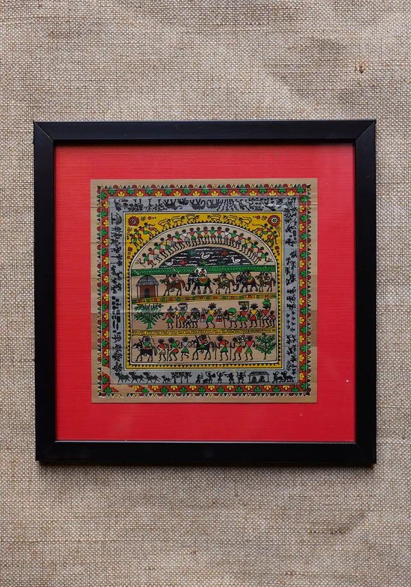 Wall_hanging_with_new_framed_design_Talpatra_(Palm_leaf)_painting_of_Tribal_Art
