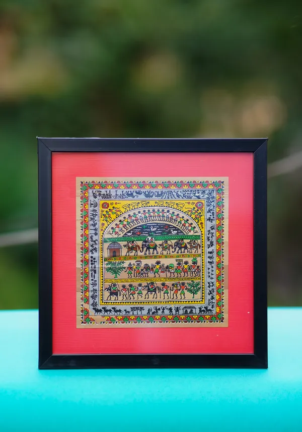 Wall_hanging_with_new_framed_design_Talpatra_(Palm_leaf)_painting_of_Tribal_Art