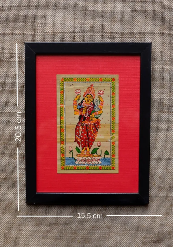 Wall_hanging_with_new_framed_design_Talpatra_(Palm_leaf)_painting_of_Maa_Laxmi