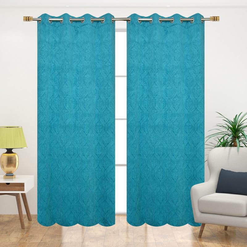 Pack_of_2_Aqua_Cadbury_Velvet_Room_Darkening_Curtain_With_Eyelet_Rings