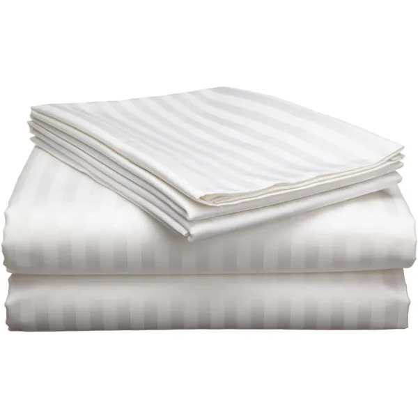 White_Cotton_Satin_Stripes_Plain_King_Size_Bedsheet_with_Pillow_Covers