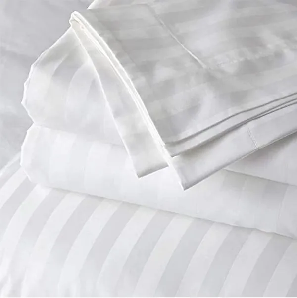 White_Cotton_Satin_Stripes_Plain_King_Size_Bedsheet_with_Pillow_Covers