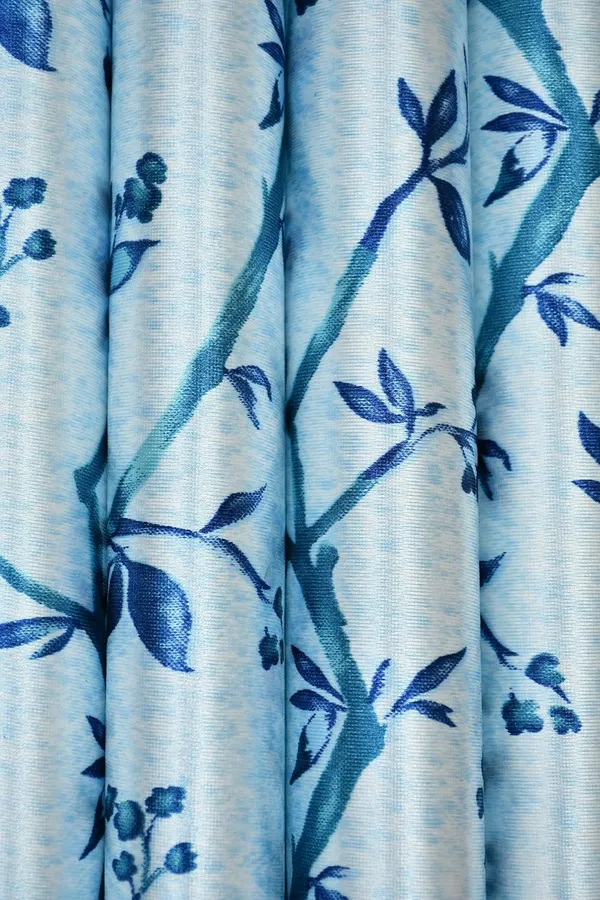Blue_Polyester_Leaf_Print_Long_Door_Curtains
