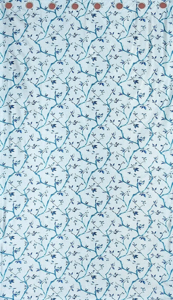 Blue_Polyester_Leaf_Print_Long_Door_Curtains