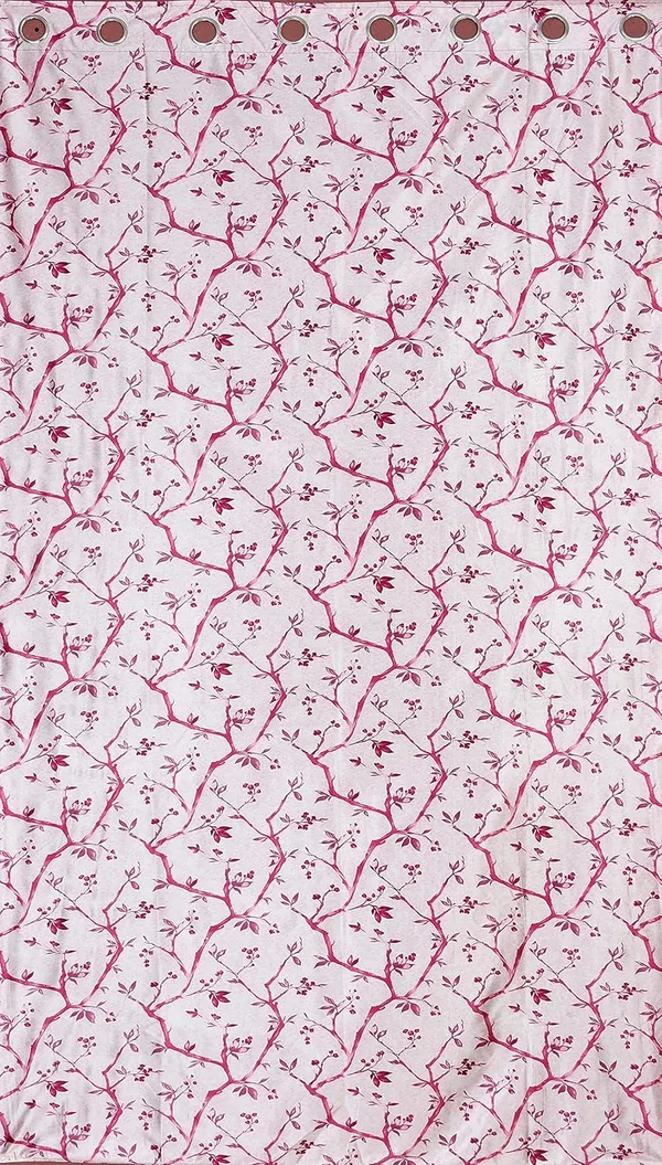 Pink_Polyester_Leaf_Print_Long_Door_Curtains