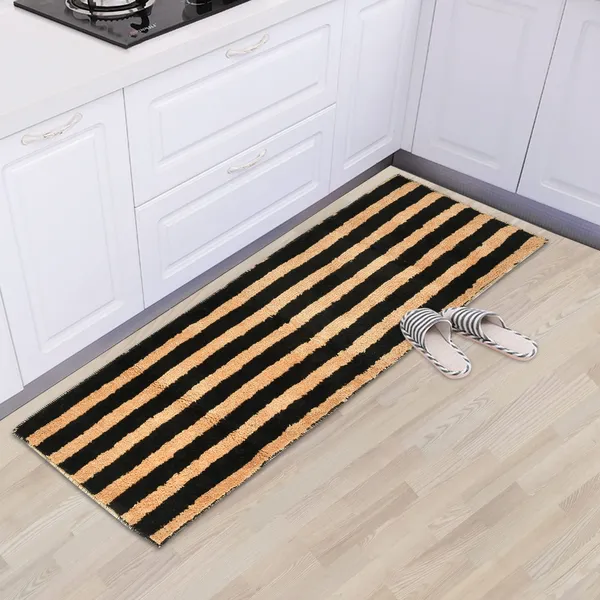 Grey_&_Beige_Soft_Striped_Microfiber_Bed_Side_Runner