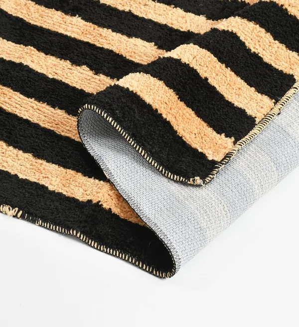 Grey_&_Beige_Soft_Striped_Microfiber_Bed_Side_Runner
