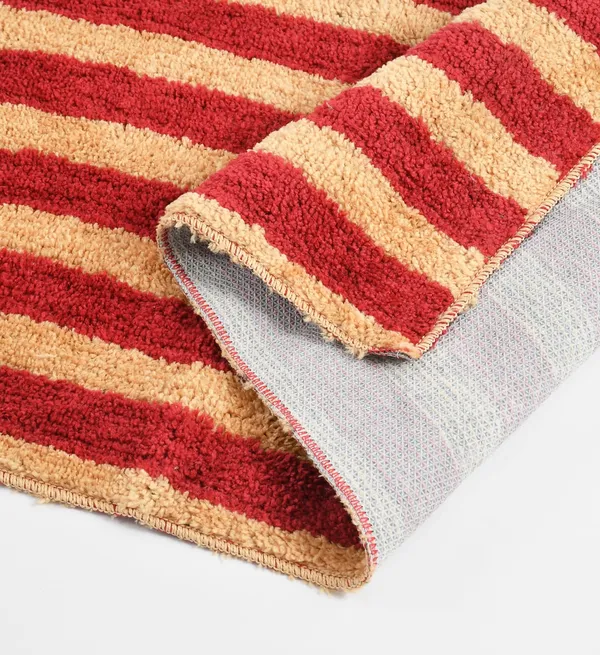 Red_&_Beige_Soft_Striped_Microfiber_Bed_Side_Runner