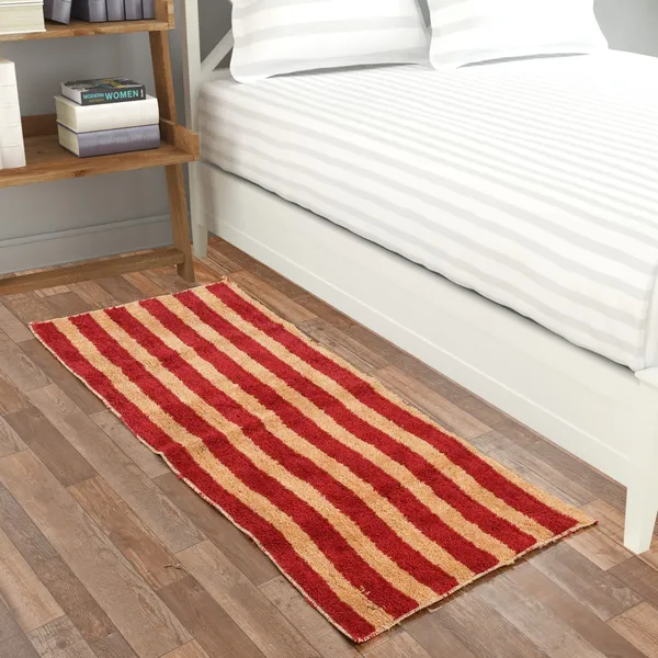 Red_&_Beige_Soft_Striped_Microfiber_Bed_Side_Runner