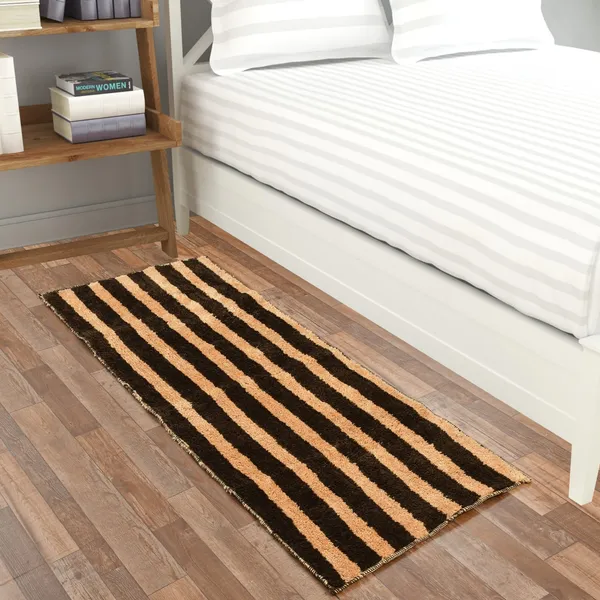 Grey_&_Beige_Soft_Striped_Microfiber_Bed_Side_Runner