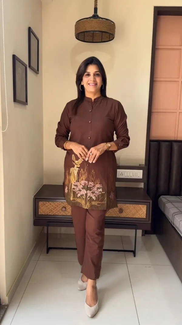 Chocolate_Brown_Embroidered_Straight_Kurti_Se
