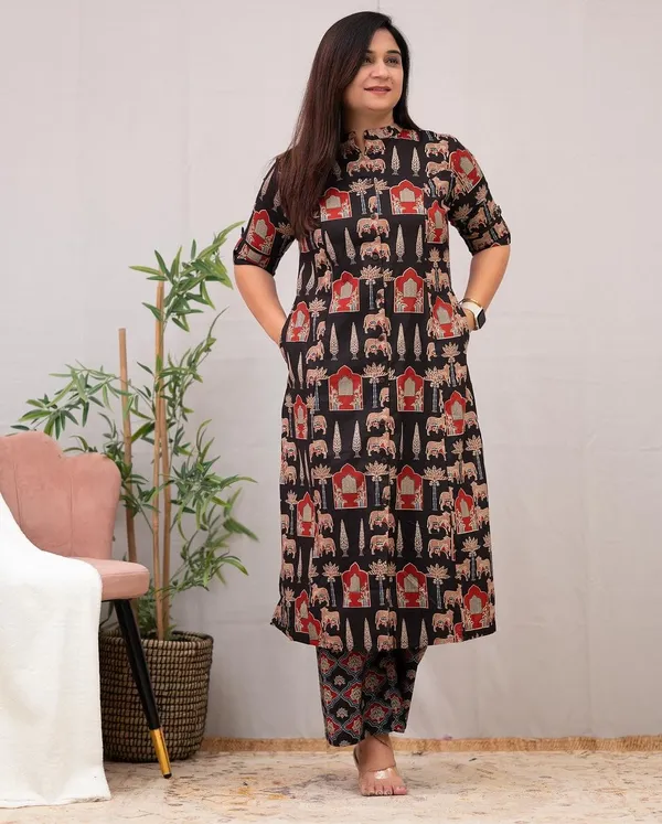 Elegant_Indo-Fusion_Printed_Kurta_Set