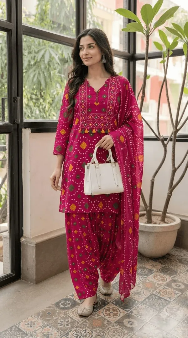 Elegant_Rani_Pink_Printed_Kurta_Patiala_Set_with_Matching_Dupatta_for_Women_|_Ethnic_Festive_Wear
