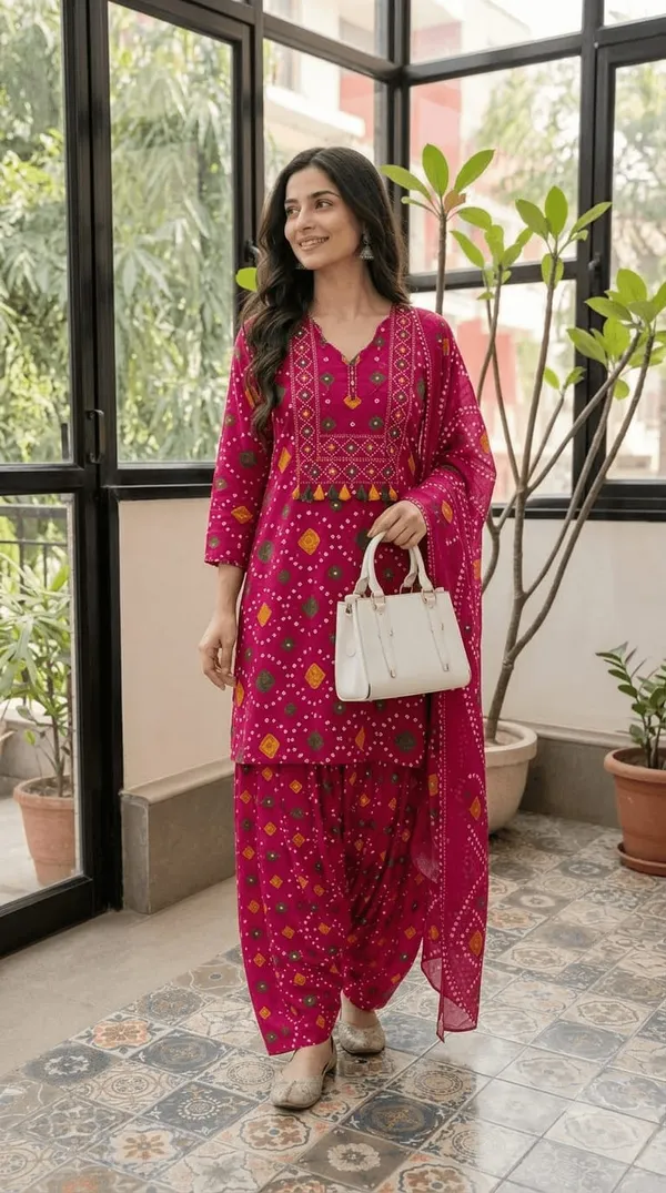 Elegant_Rani_Pink_Printed_Kurta_Patiala_Set_with_Matching_Dupatta_for_Women_|_Ethnic_Festive_Wear