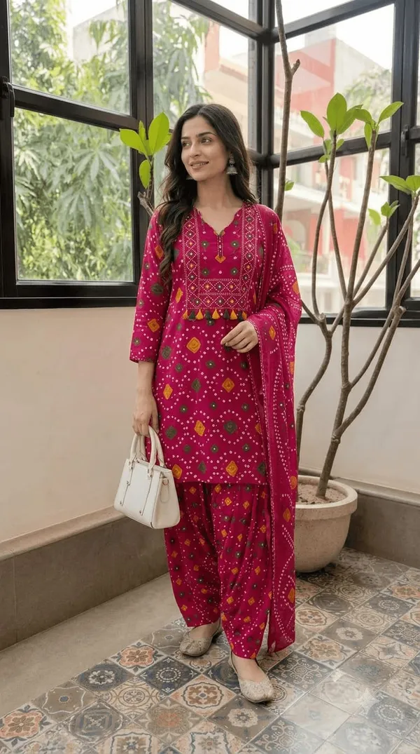 Elegant_Rani_Pink_Printed_Kurta_Patiala_Set_with_Matching_Dupatta_for_Women_|_Ethnic_Festive_Wear