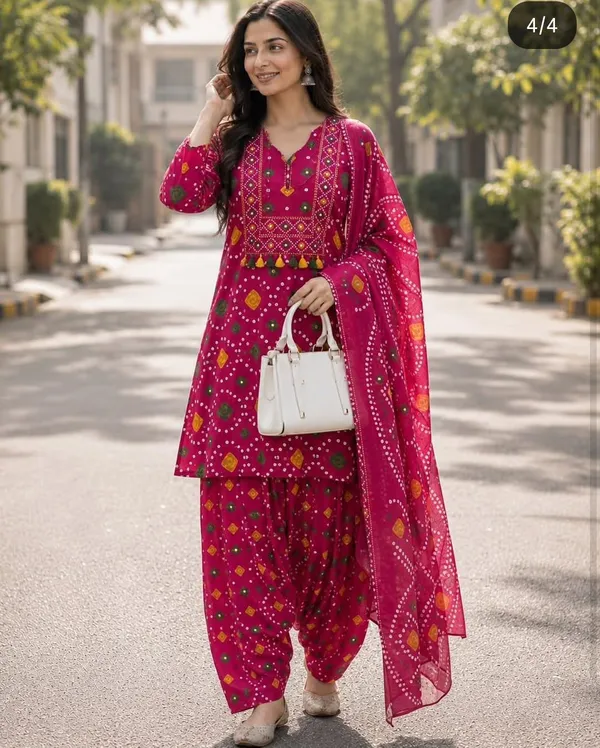 Elegant_Rani_Pink_Printed_Kurta_Patiala_Set_with_Matching_Dupatta_for_Women_|_Ethnic_Festive_Wear