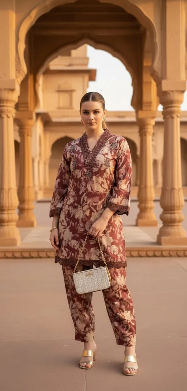 Elevate_your_ethnic-chic_style_with_this_elegant_maroon_abstract_print_kurta_co-ord_set._Designed_with_a_refined_V-neckline_and_intricate_border_detailing,_the_kurta_features_a_sophisticated_all-over_abstract_motif_that_adds_depth_and_character._The_straight-cut_kurta_is_paired_with_matching_tapered_pants,_creating_a_perfectly_balanced_silhouette._Ideal_for_festive_evenings,_cultural_gatherings,_or_stylish_day_events,_this_ensemble_blends_traditional_inspiration_with_a_modern,_polished_appeal.