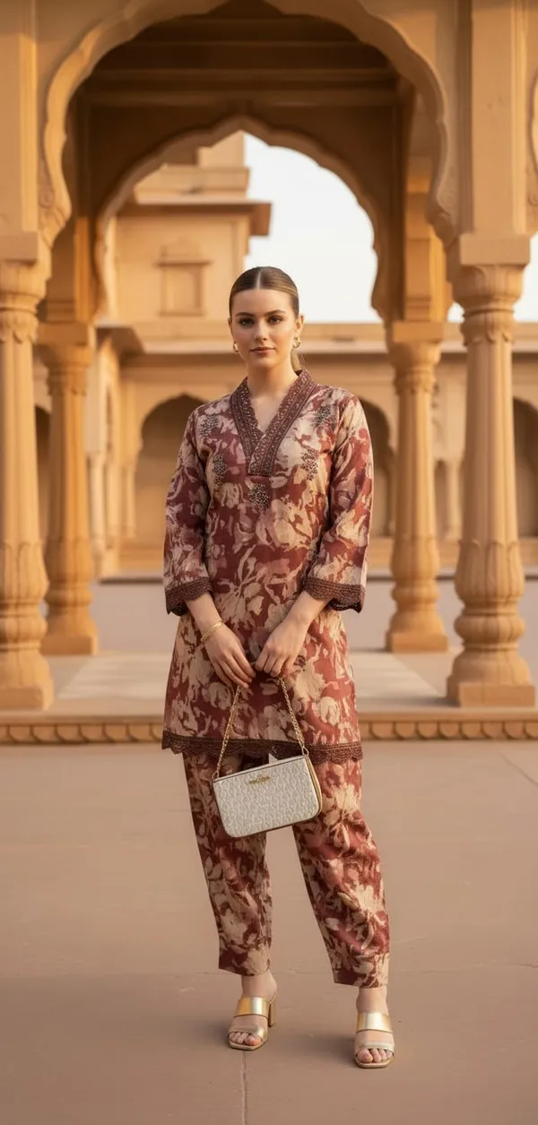 Elevate_your_ethnic-chic_style_with_this_elegant_maroon_abstract_print_kurta_co-ord_set._Designed_with_a_refined_V-neckline_and_intricate_border_detailing,_the_kurta_features_a_sophisticated_all-over_abstract_motif_that_adds_depth_and_character._The_straight-cut_kurta_is_paired_with_matching_tapered_pants,_creating_a_perfectly_balanced_silhouette._Ideal_for_festive_evenings,_cultural_gatherings,_or_stylish_day_events,_this_ensemble_blends_traditional_inspiration_with_a_modern,_polished_appeal.