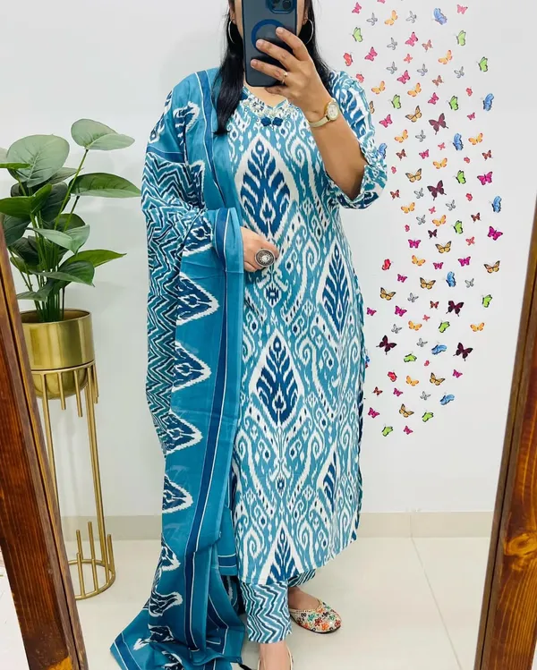 Kurti_Jaipur_Blue_Kurta_Set_With_Dupatta_Set_For_Women