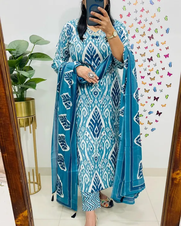 Kurti_Jaipur_Blue_Kurta_Set_With_Dupatta_Set_For_Women