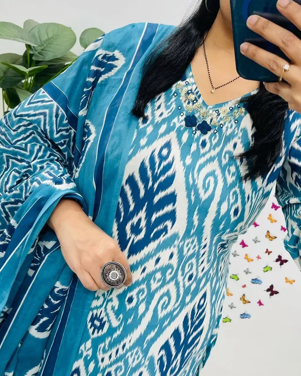 Kurti_Jaipur_Blue_Kurta_Set_With_Dupatta_Set_For_Women