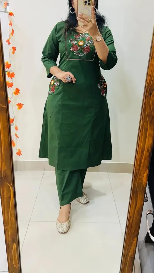 Forest_Green_Floral_Embroidered_Straight_Kurta_Set