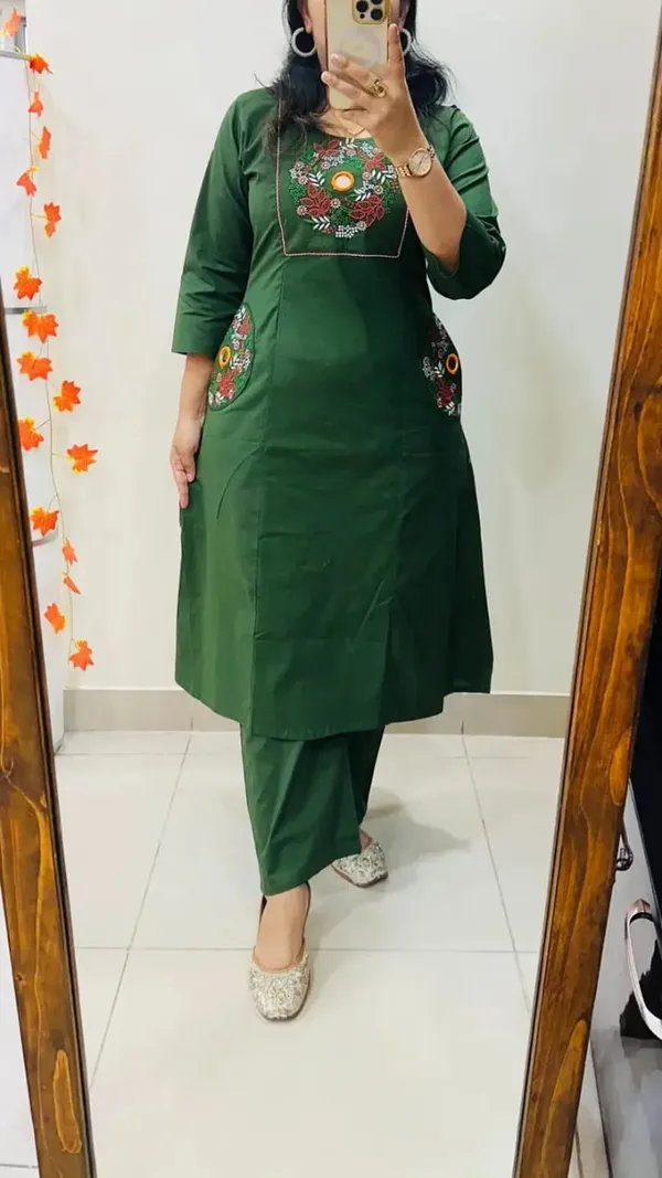 Forest_Green_Floral_Embroidered_Straight_Kurta_Set