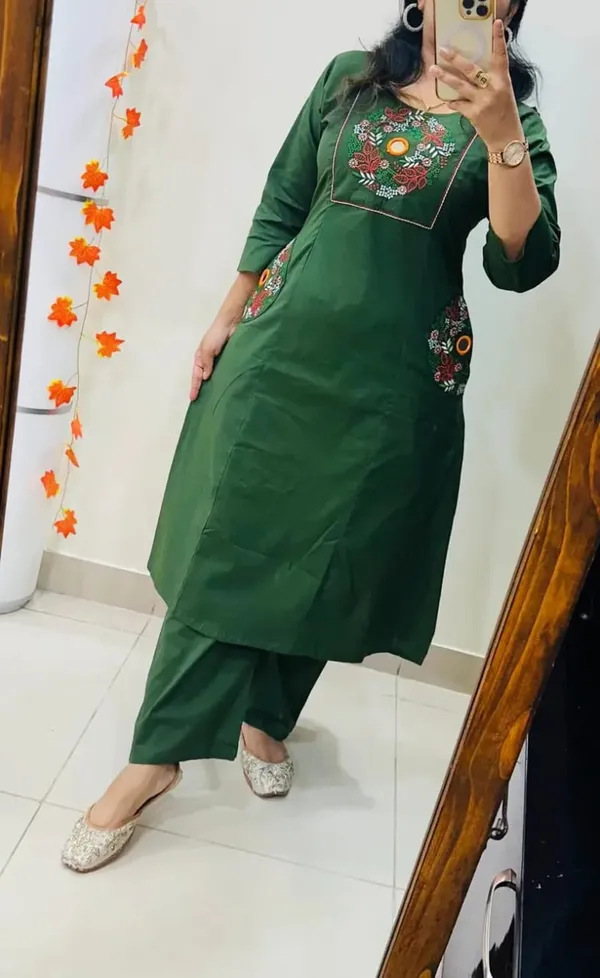 Forest_Green_Floral_Embroidered_Straight_Kurta_Set