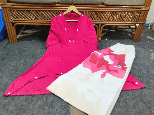 Fuchsia_Pink_Asymmetric_Kurti_with_Printed_Palazzo_Pants
