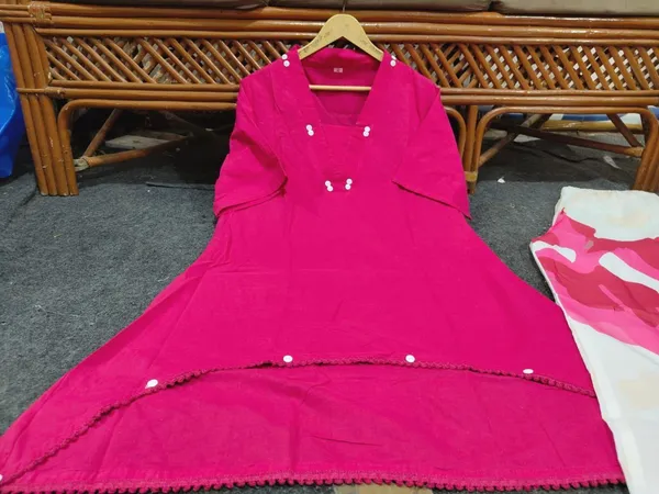 Fuchsia_Pink_Asymmetric_Kurti_with_Printed_Palazzo_Pants