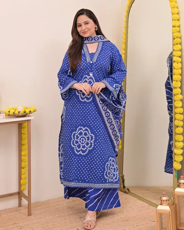Indigo_Blue_Bandhani_Print_Kurta_Set_with_Dupatta
