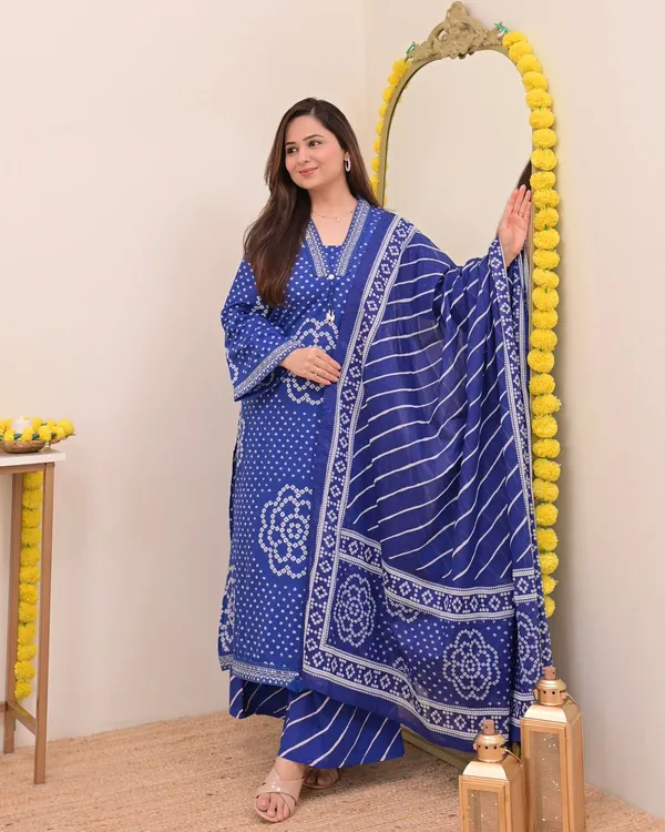 Indigo_Blue_Bandhani_Print_Kurta_Set_with_Dupatta