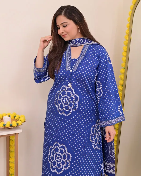 Indigo_Blue_Bandhani_Print_Kurta_Set_with_Dupatta