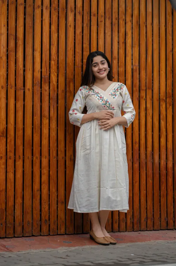 Ivory_V-Neck_Floral_Embroidered_Midi_Dress