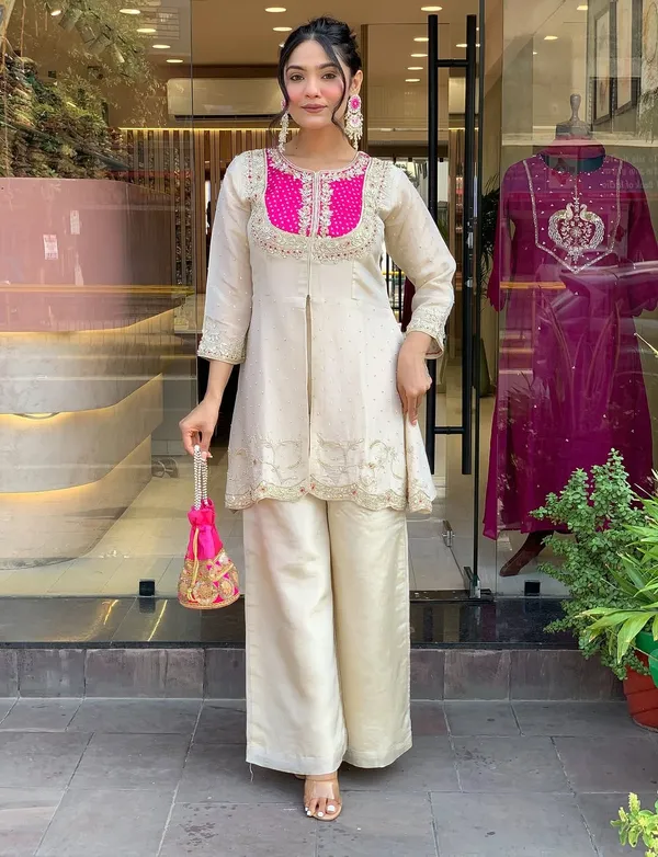 Ivory_&_Fuchsia_Embroidered_Kurta_Palazzo_Set