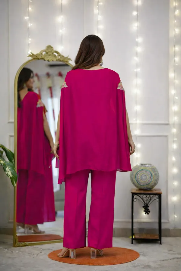 Magenta_Embroidered_Kaftan_Co-Ord_Set